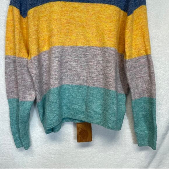 H&M Blue, Yellow, Gray‎ & Green Colorblock Stripe Long Sleeve Sweater Size S - Picture 3 of 9